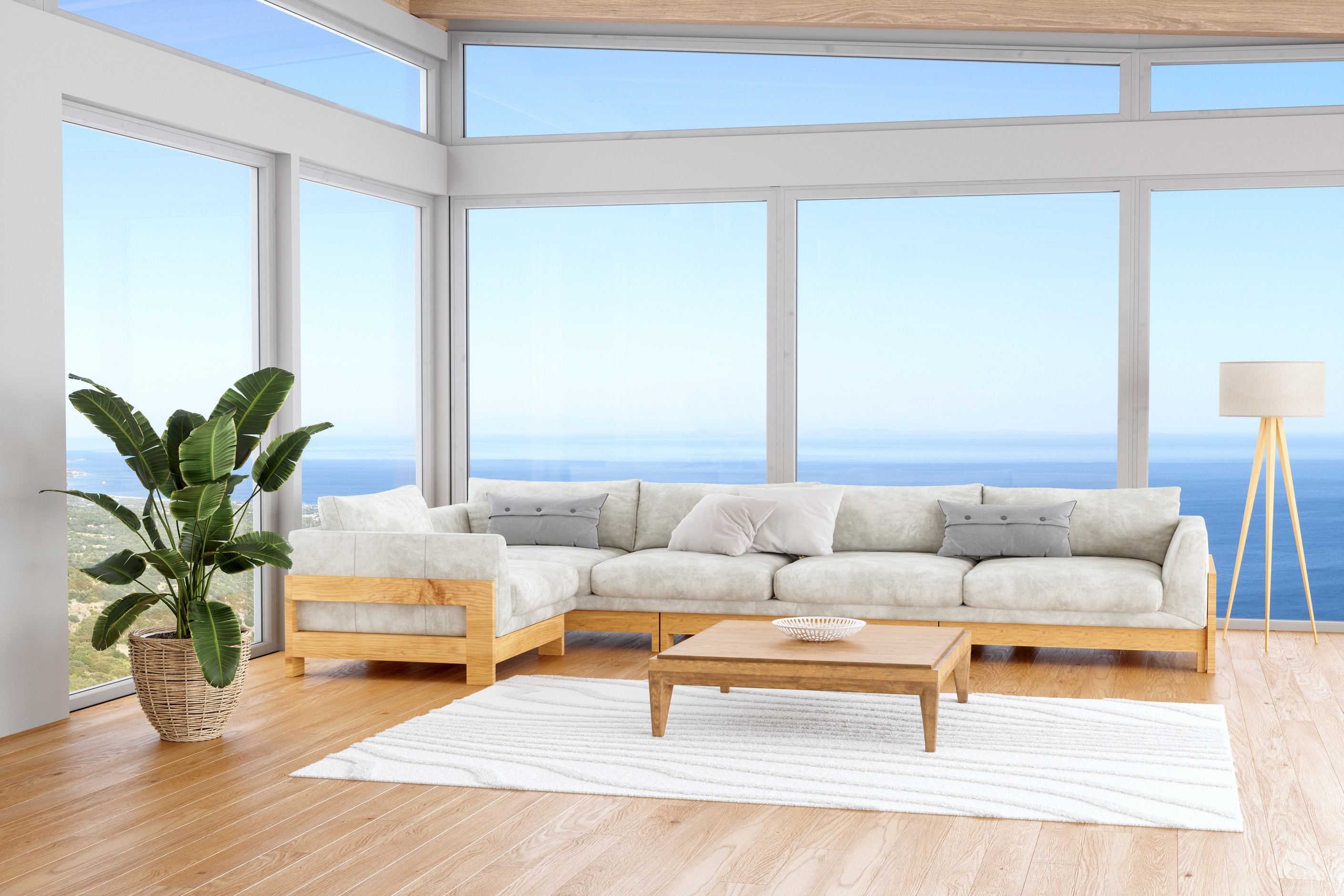 Modern Living Room With Sea View